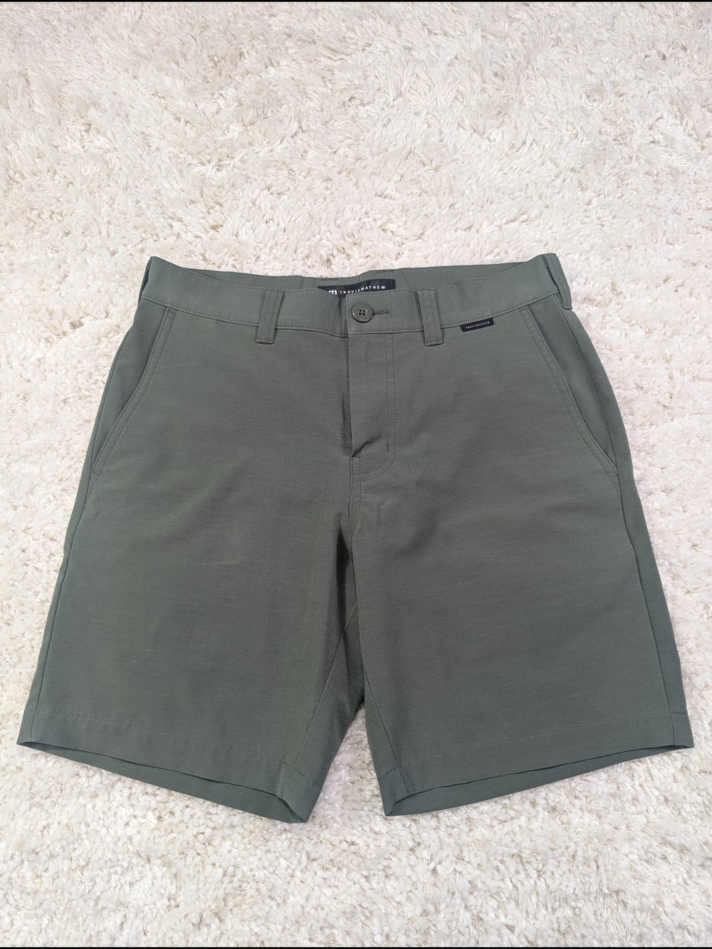 Travis Mathew Men's Olive Green Flat Front Shorts